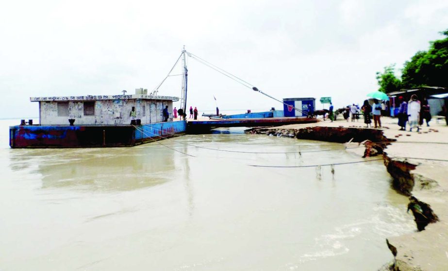 After partially repairing of Paturia Ferry Ghat No.-4, ferry service on Paturia-Daulatdia route resumes in limited scale on Thursday.