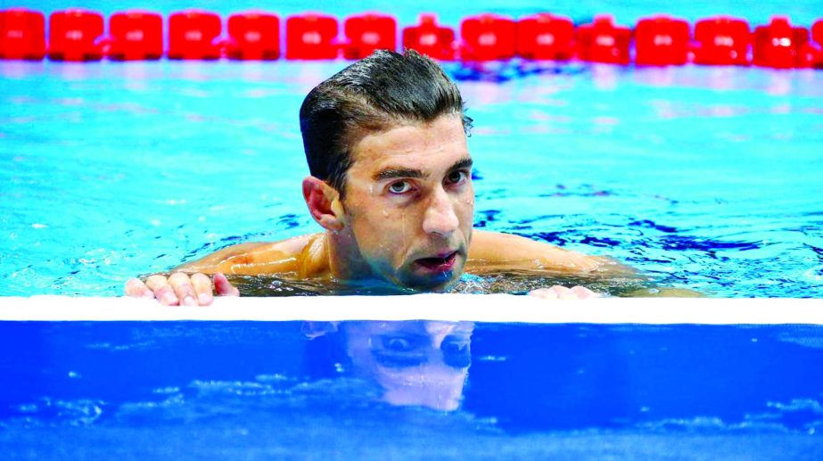 Michael Phelps of USA reacts after winning Men's 200m Individual Medley of the 2016 Rio Olympics on Thursday.