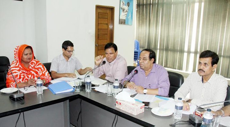 Secretary of National Sports Council Ashoke Kumar Biswas (second from the right) presided over the meeting of the project of talent hunt from the grass root, at the conference room of National Sports Council on Saturday.