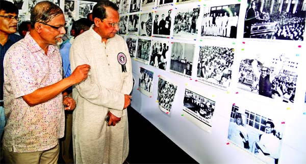 Information Minister Hasanul Haq Inu at the photo exhibition organised on the occasion of 41st martyrdom anniversary of Father of the Nation Bangabandhu Sheikh Mujibur Rahman and National Mourning Day at the Press Information Department of the Secretariat