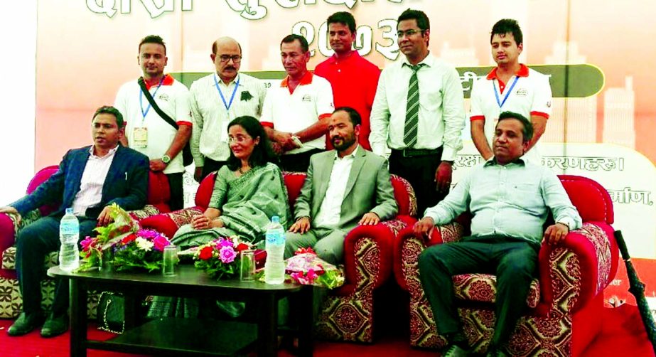 Mashfee Binte Shams, Ambassador of Bangladesh in Nepal inaugurates the three-day long 2nd Safe Home Expo Kathmandu on Monday. Raj Kumar Basnet, Chairperson, Shamadevi Building Materials and Eng. Md. Badrul Hassan, Director, BBS Cables were present at the