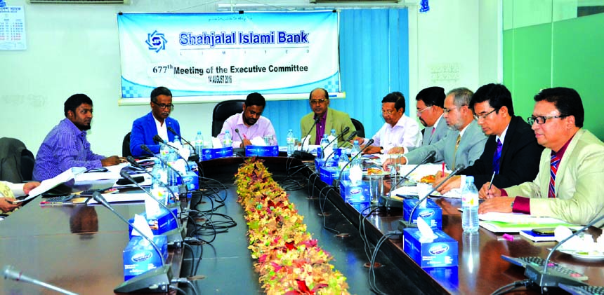 The 677th meeting of the Executive Committee (EC) of Shahjalal Islami Bank Limited held recently in the city. Chairman of the EC, Md. Sanaullah Shahid, Chairman of the Board of Directors Engineer Md. Towhidur Rahman, Vice-Chaiman of the EC Fakir Akhtaruzz