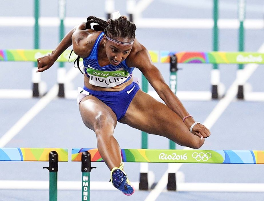 United States' Brianna Rollins competes in the women's 100-meter hurdles final during the athletics competitions of the 2016 Summer Olympics at the Olympic stadium in Rio de Janeiro, Brazil on Wednesday.