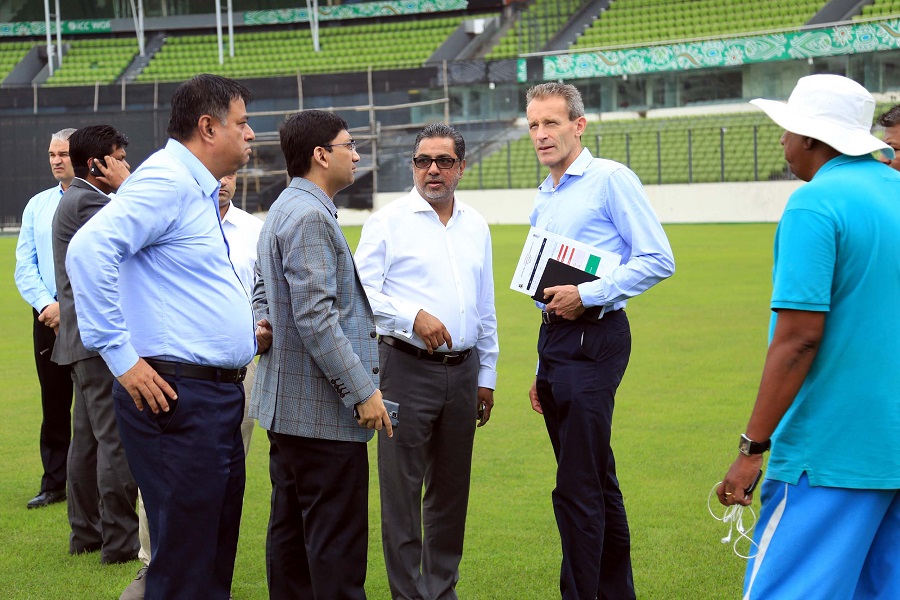 ECB's security delegation inspects the Sher-e-Bangla National Cricket Stadium in Mirpur on Thursday.