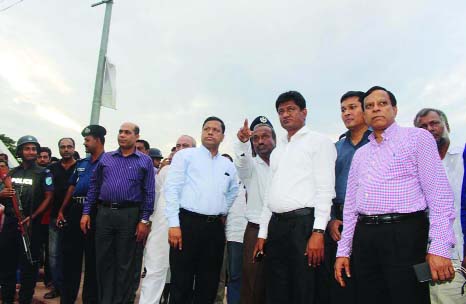 KISHOREGANJ: Abdul Malek, Secretary, Local Government Division of LGRD Ministry along with other officials visiting Narsundha Lake City Project in Kishoreganj on Wednesday.