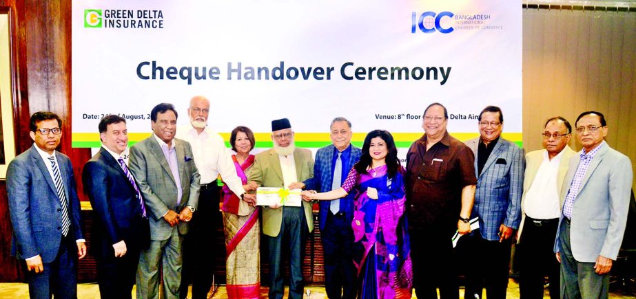 Green Delta Insurance Company Limited (GDIC) recently handed over a cheque of Tk2.5 million to International Chamber of Commerce (ICC) Bangladesh for its capacity building. Farzana Chowdhury ACII (UK) & Chartered Insurer and Managing Director & CEO and Na