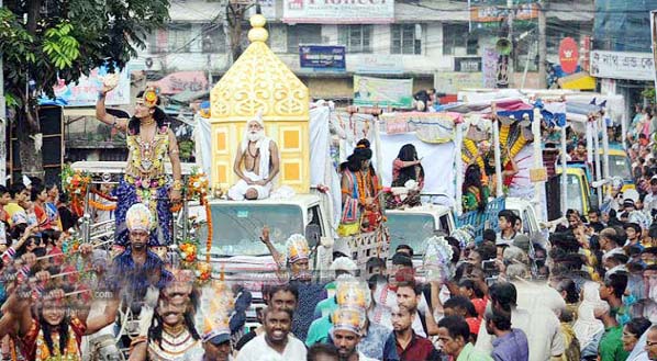 A rally was brought out in the port city on the occasion of the Janmashtami yesterday.