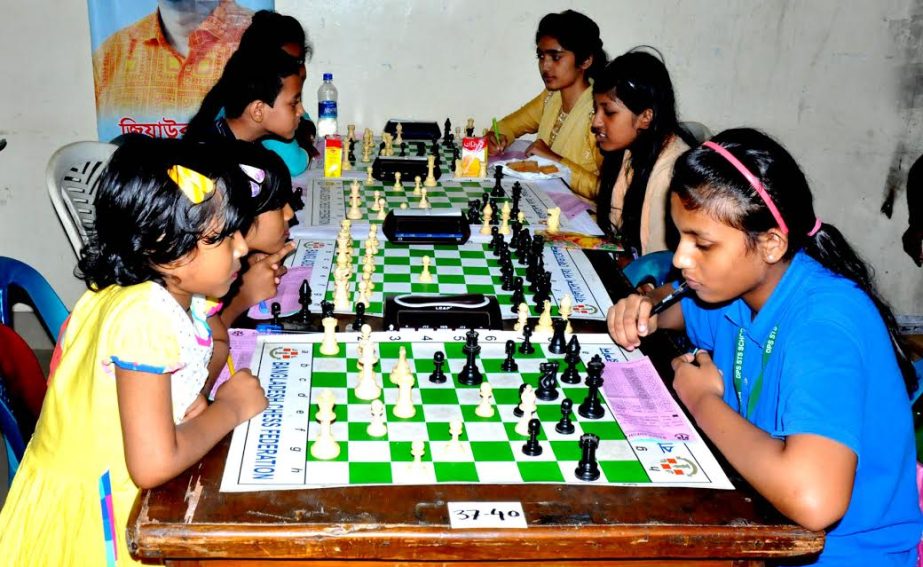 A scene from the 35th National Sub-Junior (Under-16) Chess Championship at the Bangladesh Chess Federation hall-room on Friday.