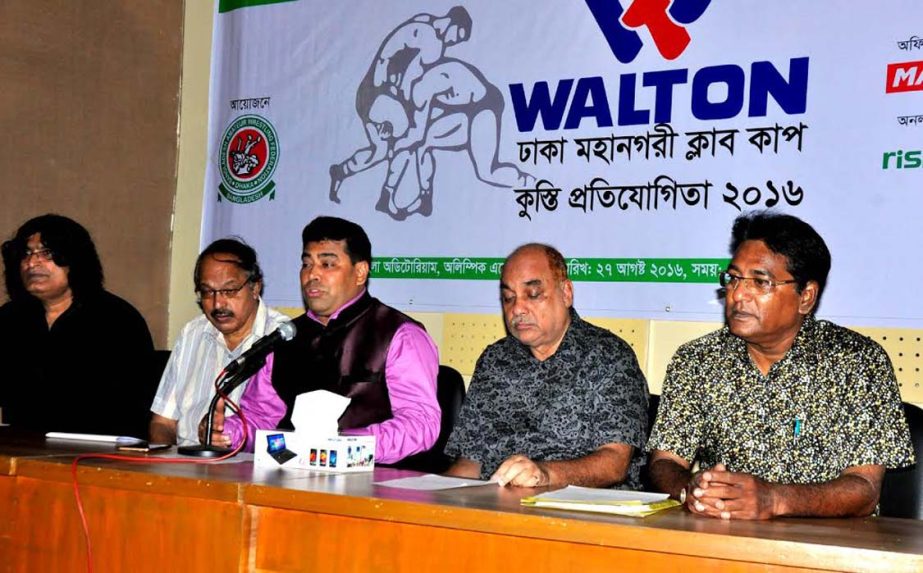 Head of Sports & Welfare Department of Walton Group FM Iqbal Bin Anwar Dawn addressing a press conference at the Dutch-Bangla Bank Auditorium of Bangladesh Olympic Association Bhaban on Saturday.