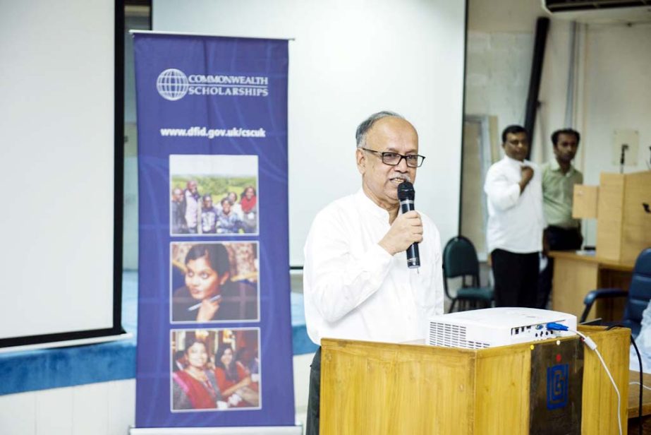 Prof Abdul Mannan, Chairman UGC speaks at a pre-departure briefing for Commonwealth scholars and fellows at the University Grants Commission (UGC) Auditorium recently.