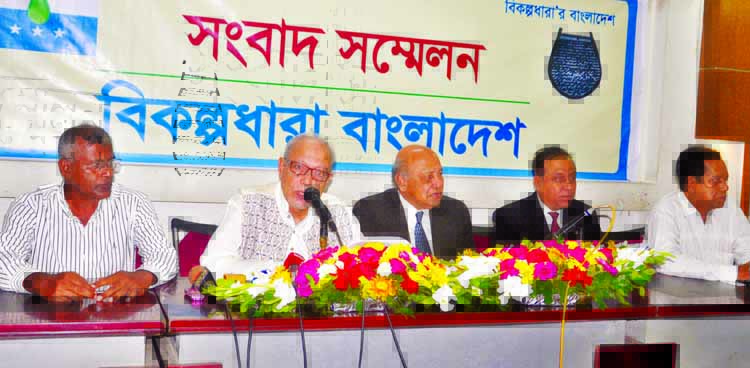 Bikalpadhara Bangladesh President Dr AQM Badruddoza Chowdhury speaking at a press conference on 'Country's Present Situation' at the Jatiya Press Club on Thursday.
