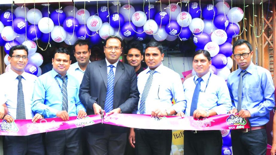 Animesh Saha, General Manager of Mitahi, a sister concern of Pran RFL Group inaugurated a outlet at Mirpur 10 in the city recently. Mahbub Hussain Shajib, Brand manager, Ashraful Islam, Operation Manager and Palash Samadder, Sales Manager of Mithai were p