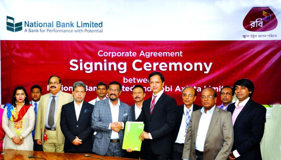 A 'Corporate Post-paid Subscription Agreement' has been signed between National Bank Limited (NBL) and Robi Axiata Limited (RAL) in the city recently. Shah Syed Abdul Bari, Deputy Managing Director, NBL and Md. Adil Hossain Nobel Executive Vice Preside