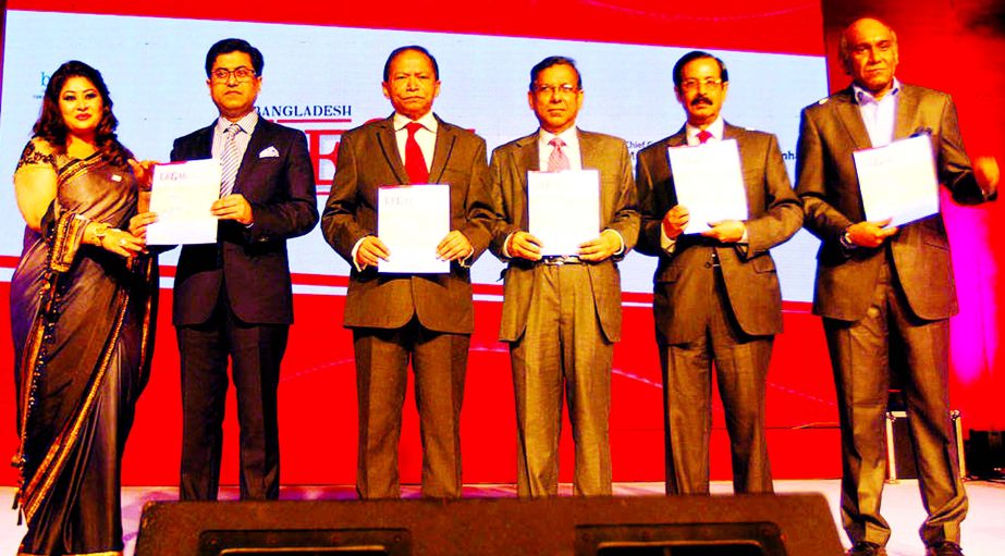 Chief Justice Surendra Kumar Sinha, unveiled monthly legal magazine 'Bangladesh Legal Time' at Hotel Radison on Friday. Law Minister Anisul Huq also attended the programme among others.