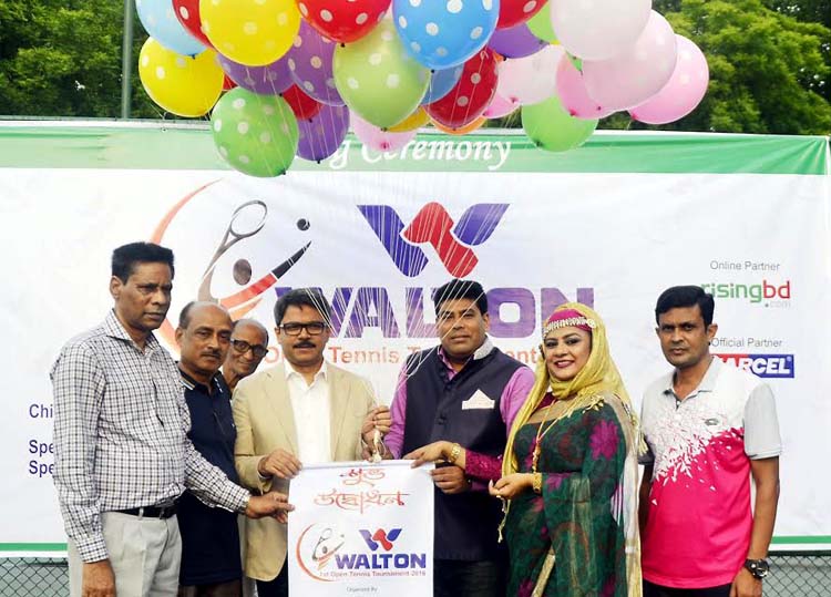 State Minister for Foreign Affairs Md Shahriar Alam inaugurating the Walton 1st Open Tennis Tournament by releasing the balloons as the chief guest at the National Tennis Complex in Ramna on Saturday.