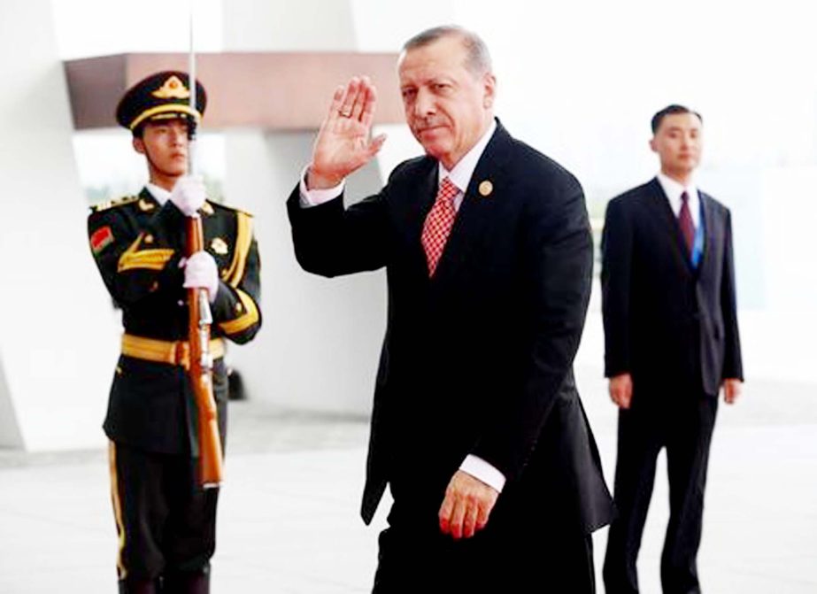 Turkish President Recep Tayyip Erdogan arrives to attend the G20 Summit in Hangzhou, Zhejiang province, China.