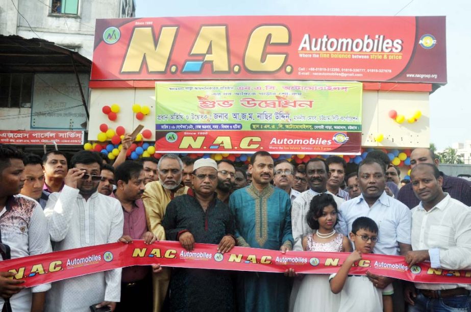 CCC Mayor A J M Nasir Uddin inaugurating reconstructed show room of N A C Automobile at Agrabad on Friday.