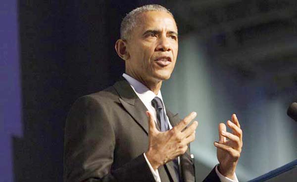 Obama said his name may not be on the ballot, but issues of importance to the black community were.