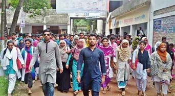 Students of Chittagong Polytechnic Institute brought out a procession demanding half fare in public transports in city yesterday.