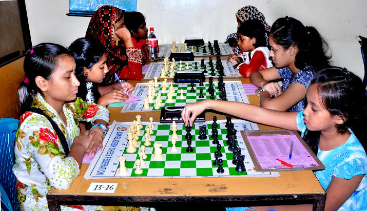 A scene from the Elegant ICA 36th National Women's Chess Championship at Bangladesh Chess Federation hall-room on Friday.