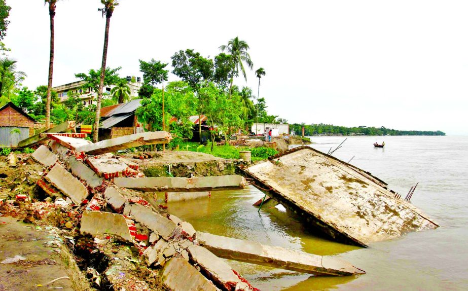Several villages devoured as continuous erosion of Padma River. Affected people of the areas passing their days in miserable condition. This photo was taken from Dohar on Saturday.
