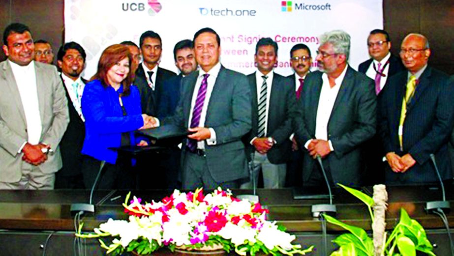 United Commercial Bank Limited has signed an agreement with Tech One Global (Pvt.) Ltd for Microsoft Enterprise Agreement recently at the bank's corporate office in the city. Muhammed Ali, Managing Director of UCB and Sonia Bashir Kabir, Managing Directo