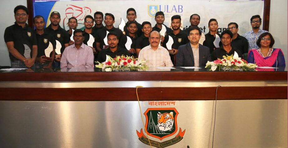 The reception ceremony for the players of 'University of Liberal Arts of Bangladesh (ULAB) held at the conference room of Mirpur Sher-e-Bangla National Cricket Stadium on Monday. ULAB became Runners-up in Red Bull Campus Cricket Tournament held in Sri La