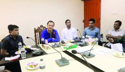 KISHOREGANJ: Md Anowar Hossain Khan, SP, Kishoreganj speaking at a review meeting on law and order situation ahead of Durga Puja in the upazila on Saturday.