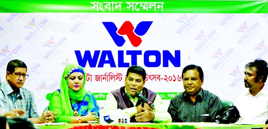 Head of Sports and Welfare Department of Walton Group FM Iqbal Bin Anwar Dawn speaking at a press conference at the conference room of the Bangabandhu National Stadium on Tuesday.