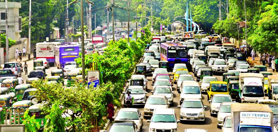 The city experienced severe traffic gridlock on Tuesday. This picture was taken from city's Kakrail area.