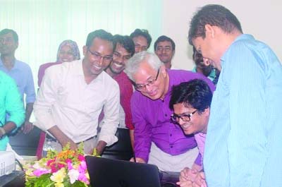 TRISHAL(Mymensingh): Prof Dr Mohit-ul -Alam, VC, National Poet Kazi Nazrul Islam University inaugurating a computer lab at Art Faculty recently.