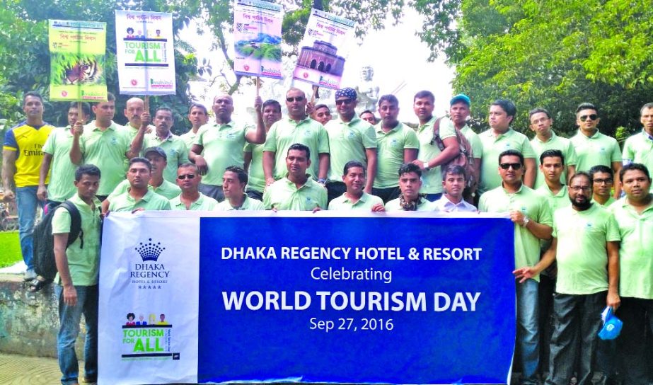Representatives and associates from all departments of Dhaka Regency Hotel and Resort recently celebrated "World Tourism Day"" with a colorful rally from Motssho Bhaban to TSC Circle."