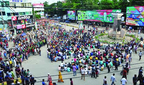 BOGRA: Students blocked Bogra Satmatha Crossing to protest killing of Ibrahim Hossain Sabuj, a student of Govt Azizul Haq College yesterday.