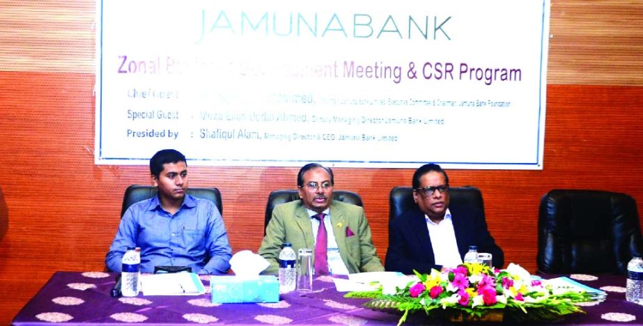 Nur Mohammed, Chairman of Executive Committee of Jamuna Bank Ltd, graced Zonal Business Development Meeting on "Importance of CSR in Banking Industry" as chief guest at Sylhet Zone branches recently. Shafiqul Alam, Managing Director of the bank, Execu