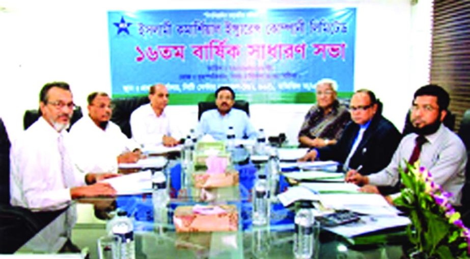 Md. Anowar Hossain, Chairman of the Board of Directors of Islami Commercial Insurance Co. Ltd, presiding over its 16th AGM at Company's head office in the city recently. Directors M Kamaluddin Chowdhury, Niaz Ahmed, MG Faruk, Mohammad Yahya, Advisor AZM