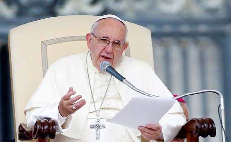 Pope Francis told leaders of all faiths that God should never be used to justify fundamentalism.