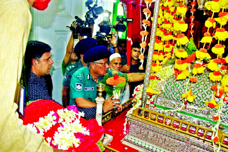 DMP Commissioner Asaduzzaman Mia inspecting security measures at Hoseini Dalan area in old Dhaka ahead of holy Ashura yesterday.