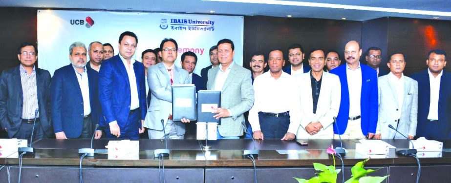 United Commercial Bank Limited (UCBL) and IBAIS University sign a deal in the city recently. Showkat Aziz Russell, Chairman Board of Trustees of IBAIS University, Chairman of Executive Committee of UCBL, Md. Jahangir Alam Khan, Chairman of Risk Management