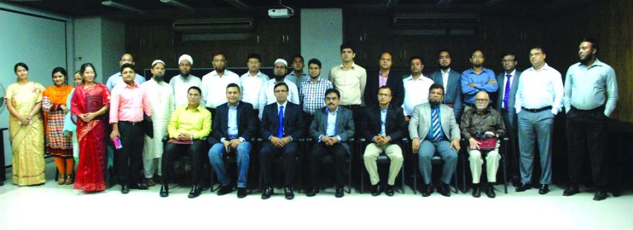 The participants of a training program on "Competitive Business Strategy & Innovation" pose with Syed Mahbubur Rahman, Managing Director Dhaka Bank Limited, ICAB Vice President & Acting President Adeeb Hossain Khan FCA, Vice President Mahmudul Has