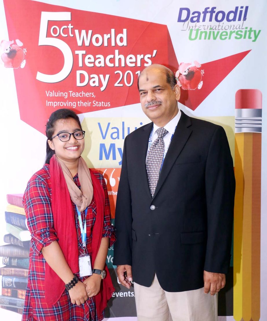 Prof Dr Yousuf M Islam, Vice-Chancellor, Daffodil International University poses for a photograph in observance of World Teachers Day at the University recently.