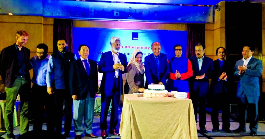 Hafizur Rahman Khan, President of International Business Forum of Bangladesh, inaugurating its 11th anniversary at a city hotel recently. Vice Presidents, Md Omar Shafayat Kausar and Humayun Rashid were present at the programme.