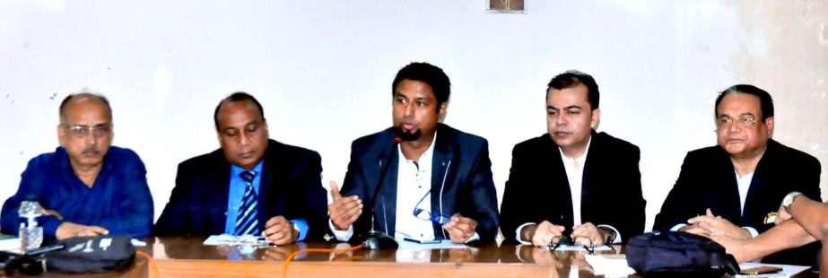 Hayder Hossain Rony, Managing Director of Euro Group addressing a press conference at the conference room Ramna Tennis Complex in the city on Monday.