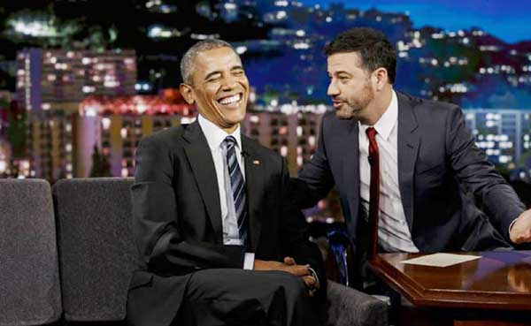 On Jimmy Kimmel Live President Obama read out nasty tweets from presidential nominee Donald Trump.