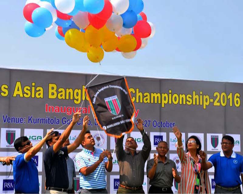 Secretary General of Bangladesh Golf Federation Brigadier General Kazi Shamsul Islam inaugurating the three-day long International Junior Golf Tournament by releasing the balloons as the chief guest at the Kurmitola Golf Club in Dhaka Cantonment on Tuesda