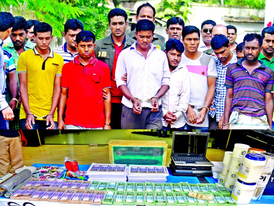 Ten members of alleged fake currency racket were arrested by DB Police with Tk 66 lakh counterfeit currency notes from separate places of city and Narayanganj on Tuesday night.