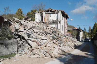 A destroyed house in the village of Borgo Sant'Antonio near Visso, central Italy pictured on Thursday after the region was hit by twin earthquakes