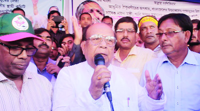 THAKURGAON: Romesh Chandra Sen MP, newly selected Presidium member of Awami League speaking at a reception organised by Thakurgaon District Awami League on Tuesday.