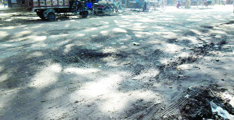 NAKLA (Sherpur): Dilapidated roads from Chanddrokona via Narayonkhola to Gouradher in Nakla Upazila needs immediate reconstruction. This snap was taken yesterday.