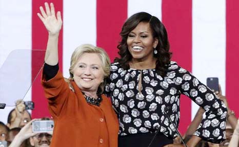 Michelle Obama and Hillary Clinton talked up their singular goal, defeating Donald Trump.