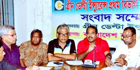 Chairman of the Green Delta Insurance First Division Hockey League Committee Md Mazharul Islam speaking at a press conference at the conference room of Moulana Bhashani National Hockey Stadium on Saturday.